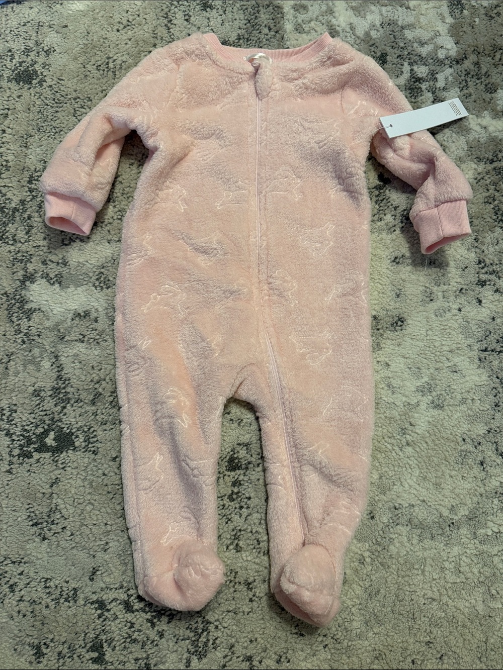 Tahari Soft Pink Plush Baby Footed One-Piece